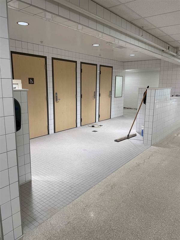 Tile work in inclusive restrooms